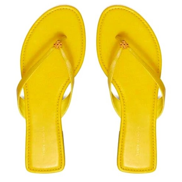 NEW Tory Burch Classic Flip Flop Thong Sandals Colza Yellow Capri Flip Flop 2510 - Picture 1 of 10